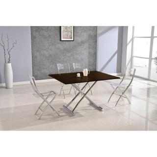 Table basse HIGH and LOW smoke noyer relevable extensible. Petite taille compacte.