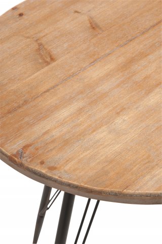 Table bistro TROB en métal noir et bois naturel.