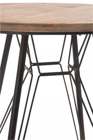 Table bistro TROB en métal noir et bois naturel.