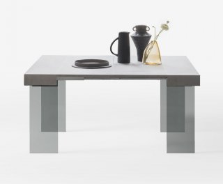 Table console extensible 14 couverts CITY FOLDING pieds verre trempé plateau stratifié écologique