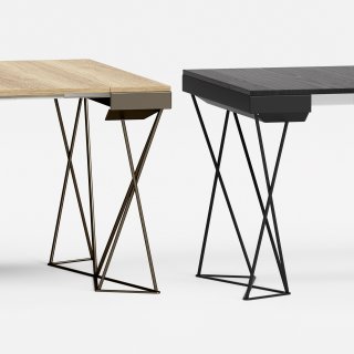 Table console extensible 12 couverts EXCEL 90 cm pieds métal plateau stratifié écologique