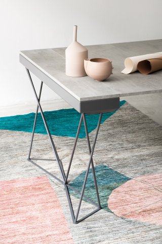 Table console extensible 12 couverts EXCEL 90 cm pieds métal plateau stratifié écologique