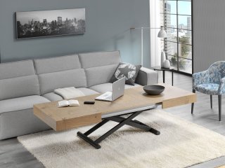 Table relevable extensible électrique sans batterie ACTIVA 120/214x38/77x80cm pied métal noir plateau chêne noueux