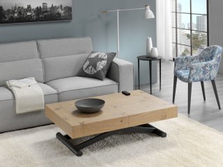 Table relevable extensible électrique sans batterie ACTIVA 120/214x38/77x80cm pied métal noir plateau chêne noueux