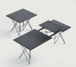 Table Repas extensible 10 couverts HERMES 100/220 cm structure métallique plateau stratifié 