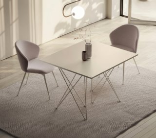 Table Repas extensible 10 couverts HERMES 100/220 cm structure métallique plateau stratifié 