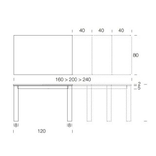Table 10 couverts TEOREMA extensible 120 à 240cm pieds métal graphite plateau céramique bianco venato