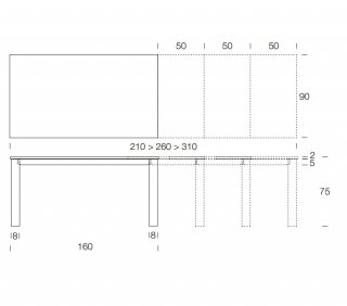 Table 14 couverts TEOREMA extensible 160 à 310cm pieds métal graphite plateau céramique calacatta gold