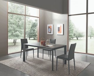 Table 10 couverts TEOREMA extensible 120 à 240cm pieds métal graphite plateau mélaminé ardoise