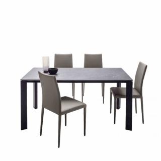 Table 6 couverts TEOREMA extensible 120 à 180cm pieds métal graphite plateau mélaminé granite