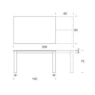 Table 8 couverts TEOREMA extensible 140 à 200cm pieds métal graphite plateau mélaminé granite