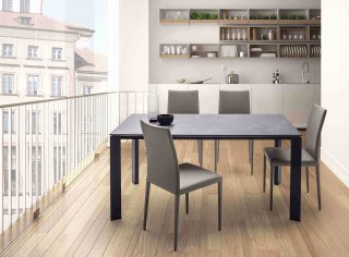 Table 8 couverts TEOREMA extensible 140 à 200cm pieds métal graphite plateau mélaminé granite