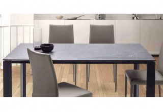 Table 8 couverts TEOREMA extensible 140 à 200cm pieds métal graphite plateau mélaminé granite