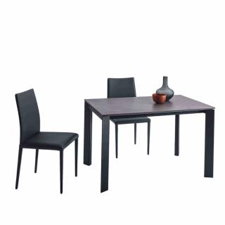 Table 14 couverts TEOREMA extensible 160 à 310cm pieds métal graphite plateau mélaminé pierre gris