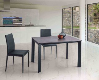 Table 14 couverts TEOREMA extensible 160 à 310cm pieds métal graphite plateau mélaminé pierre gris