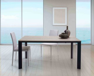 Table 12 couverts TEOREMA extensible 140 à 290cm pieds métal graphite plateau placage chêne jute