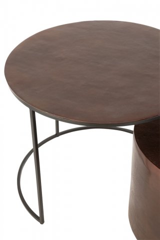 Lot de 2 tables gigognes Bloc Rond Marron