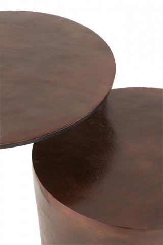 Lot de 2 tables gigognes Bloc Rond Marron