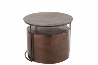 Lot de 2 tables gigognes Bloc Rond Marron