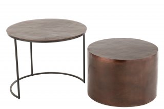 Lot de 2 tables gigognes Bloc Rond Marron