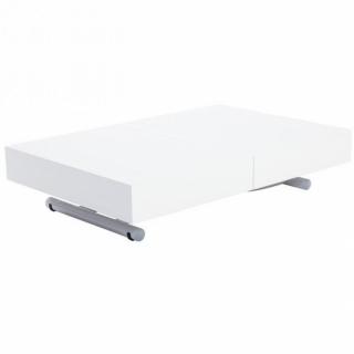 Table basse relevable extensible ALBATROS design blanc brillant