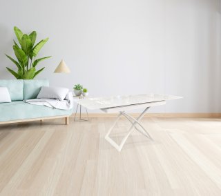 Table relevable extensible CONDOR métal plateau céramique blanc