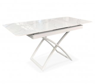Table relevable extensible CONDOR métal plateau céramique blanc