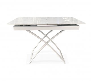 Table relevable extensible CONDOR métal plateau céramique blanc