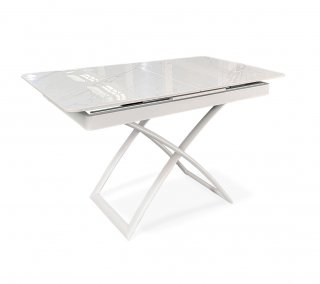 Table relevable extensible CONDOR métal plateau céramique blanc