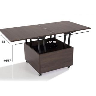 Table basse relevable extensible GIANI wengé