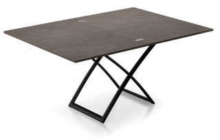 Table relevable extensible italienne MAGIC-J 115x75(150)x46(76) métal noir et mélaminé vulcano