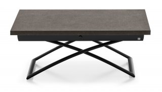 Table relevable extensible italienne MAGIC-J 115x75(150)x46(76) métal noir et mélaminé vulcano
