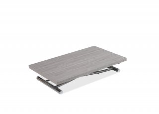 Table basse relevable extensible TRENDY mélaminé chêne Gris/Pied Chromé 110 x 70/140 cm