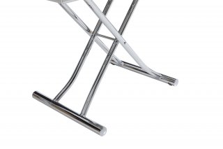 Table basse relevable extensible TRENDY mélaminé chêne Gris/Pied Chromé 110 x 70/140 cm