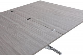 Table basse relevable extensible TRENDY mélaminé chêne Gris/Pied Chromé 110 x 70/140 cm