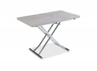 Table basse relevable extensible TRENDY mélaminé gris Béton/Pied chromé 110 x 70/140 cm
