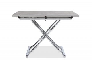 Table basse relevable extensible TRENDY mélaminé gris Béton/Pied chromé 110 x 70/140 cm