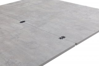 Table basse relevable extensible TRENDY mélaminé gris Béton/Pied chromé 110 x 70/140 cm