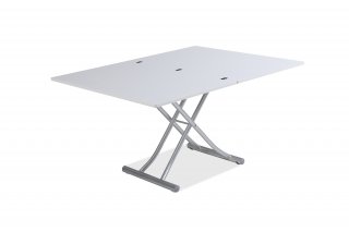 Table basse relevable extensible TRENDY mélaminé chêne Blanc Pied alu 110 x 70/140 cm