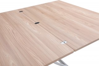 Table basse relevable extensible TRENDY mélaminé chêne clair Pied alu 110 x 70/140 cm