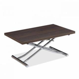Table basse relevable extensible TRENDY mélaminé Wengé/Pied Chromé 110 x 70/140 cm
