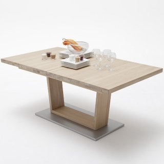 Table extensible rectangulaire CATANE 140 x 90 cm chêne massif ceruse