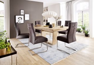 Table extensible rectangulaire CATANE 140 x 90 cm chêne massif ceruse