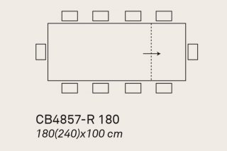 Table extensible 10 couverts BAND 240 cm structure bois plateau céramique 