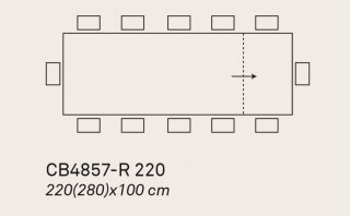Table extensible 12 couverts BAND 280 cm pieds bois plateau céramique 
