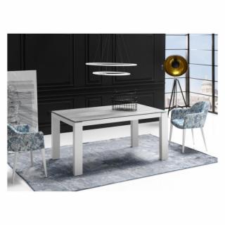 Table repas extensible ARMONIA 6 couverts 120/190x90cm pieds blancs plateau céramique gris