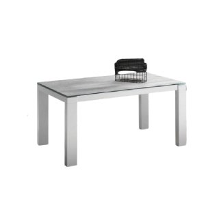 Table repas extensible ARMONIA 10 couverts 160/260x90cm pieds blancs plateau céramique gris