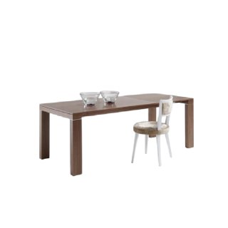 Table repas extensible ARMONIA 8 couverts 160/230x90cm pieds bois foncé plateau noyer