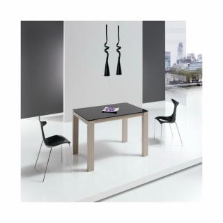 Table repas extensible ARMONIA 10 couverts 160/260x90cm pieds beiges plateau céramique noir 