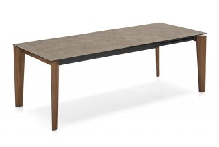 Table extensible 8 couverts BAND 220 cm pieds bois plateau céramique 
